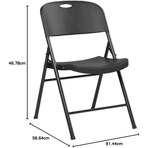 imageAmazon Basics Foldable Portable Sturdy Folding Plastic Chair 350Pound Capacity Black 2PackBlack