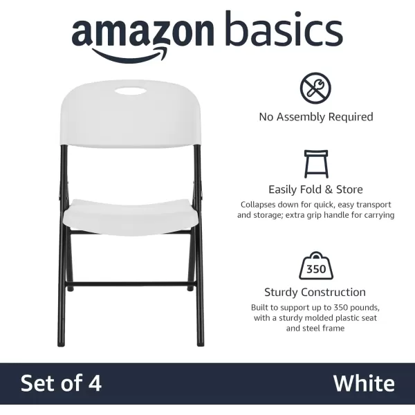 imageAmazon Basics Foldable Portable Sturdy Folding Plastic Chair 350Pound Capacity Black 2PackWhite