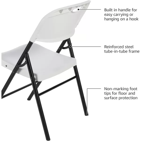 imageAmazon Basics Foldable Portable Sturdy Folding Plastic Chair 350Pound Capacity Black 2PackWhite