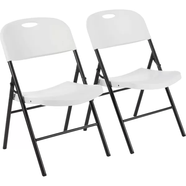 imageAmazon Basics Foldable Portable Sturdy Folding Plastic Chair 350Pound Capacity Black 2PackWhite