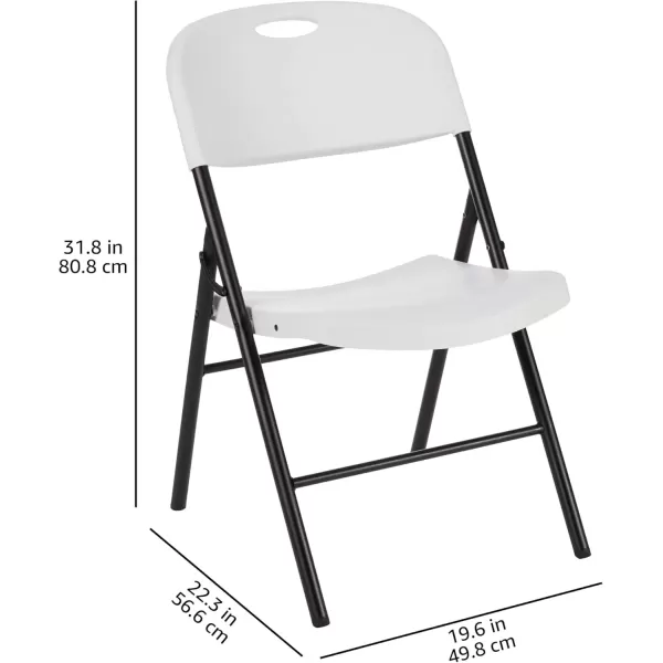 imageAmazon Basics Foldable Portable Sturdy Folding Plastic Chair 350Pound Capacity Black 2PackWhite