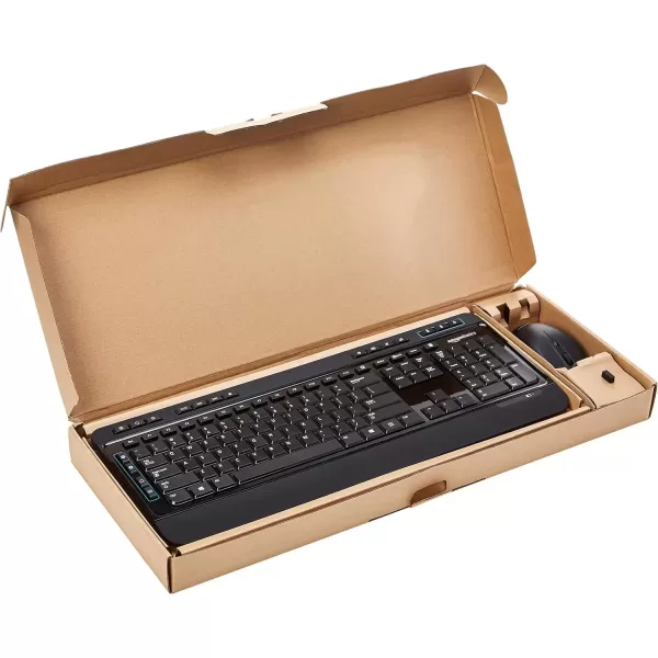 imageAmazon Basics FullSized Wireless Computer Keyboard and Mouse Combo QWERTY Layout 24 GHz USB Receiver Black Pack of 1