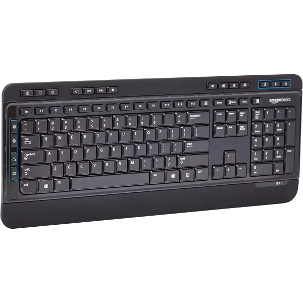 imageAmazon Basics FullSized Wireless Computer Keyboard and Mouse Combo QWERTY Layout 24 GHz USB Receiver Black Pack of 1
