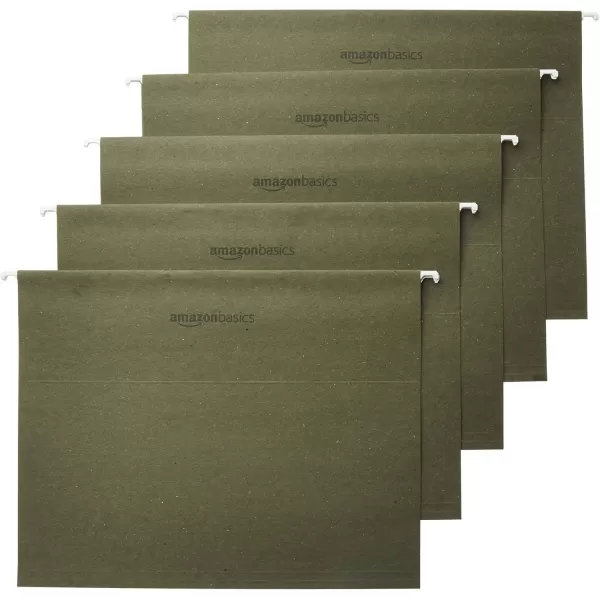 imageAmazon Basics Hanging Organizer File Folder Letter Size Assorted Colors Pack of 25Green