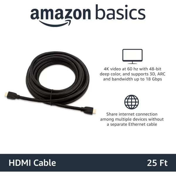 imageAmazon Basics HighSpeed 4K Ultra HD 3Pack HDMI 20 CableCord 3 feet 18 Gbps 60 Hz 2160p 48 bit MaletoMale Ethernet Ready 3D Black25 Feet