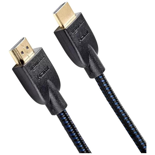 imageAmazon Basics HighSpeed 4K Ultra HD HDMI NylonBraided Cable 3 feet 18Gbps 60Hz 2160p 48bit MaletoMale Ethernet Ready 3D Black ampamp BlueBlack
