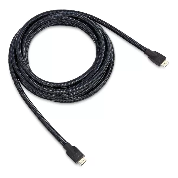 imageAmazon Basics HighSpeed 4K Ultra HD HDMI NylonBraided Cable 3 feet 18Gbps 60Hz 2160p 48bit MaletoMale Ethernet Ready 3D Black ampamp BlueBlack