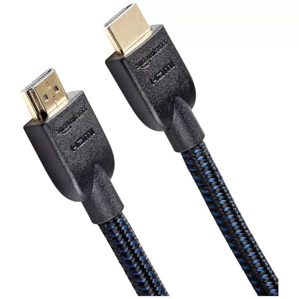 imageAmazon Basics HighSpeed 4K Ultra HD HDMI NylonBraided Cable 3 feet 18Gbps 60Hz 2160p 48bit MaletoMale Ethernet Ready 3D Black ampamp BlueBlack