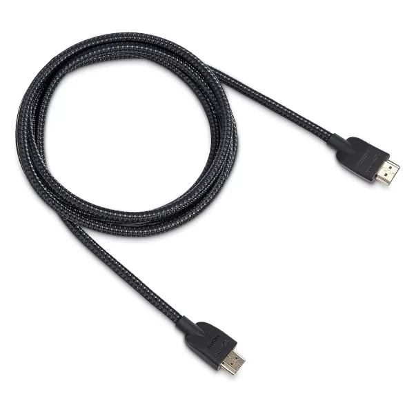 imageAmazon Basics HighSpeed 4K Ultra HD HDMI NylonBraided Cable 3 feet 18Gbps 60Hz 2160p 48bit MaletoMale Ethernet Ready 3D Black ampamp BlueBlack