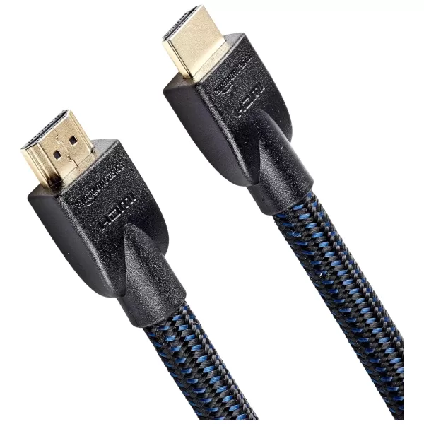 imageAmazon Basics HighSpeed 4K Ultra HD HDMI NylonBraided Cable 3 feet 18Gbps 60Hz 2160p 48bit MaletoMale Ethernet Ready 3D Black ampamp BlueBlack