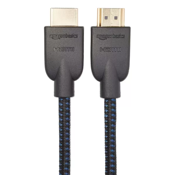 imageAmazon Basics HighSpeed 4K Ultra HD HDMI NylonBraided Cable 3 feet 18Gbps 60Hz 2160p 48bit MaletoMale Ethernet Ready 3D Black ampamp BlueBlack