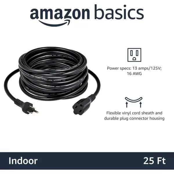 imageAmazon Basics Power Extension Cord 25 Feet 13 Amps 125V BlackBlack