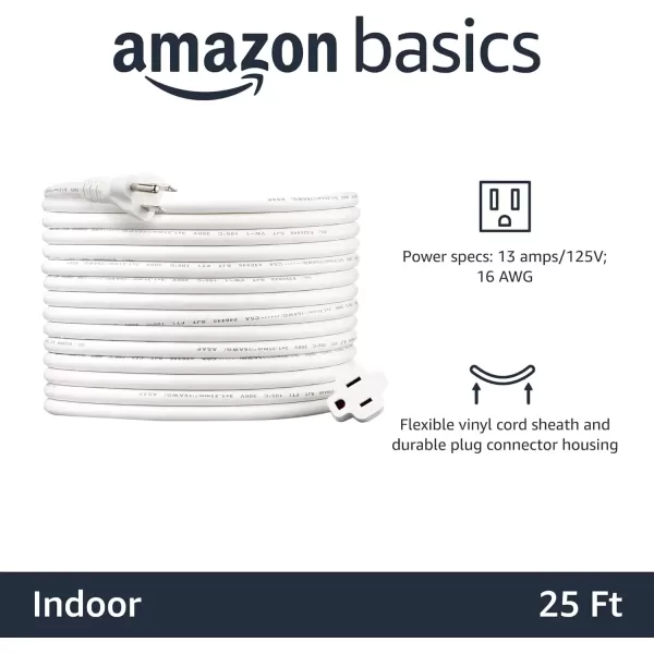 imageAmazon Basics Power Extension Cord 25 Feet 13 Amps 125V BlackWhite