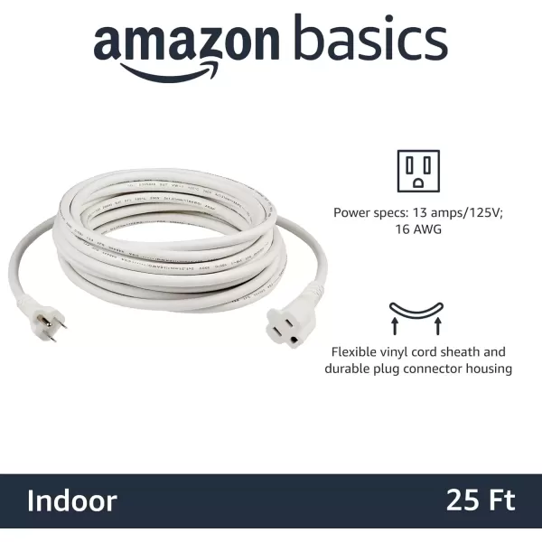 imageAmazon Basics Power Extension Cord 25 Feet 13 Amps 125V BlackWhite