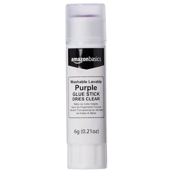 imageAmazon Basics Purple Washable School Glue Sticks Dries Clear 021oz Stick 2PackPurple