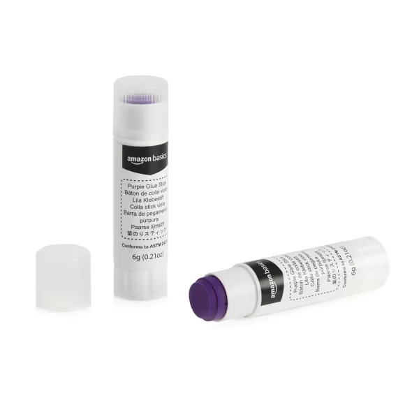 imageAmazon Basics Purple Washable School Glue Sticks Dries Clear 021oz Stick 2PackPurple