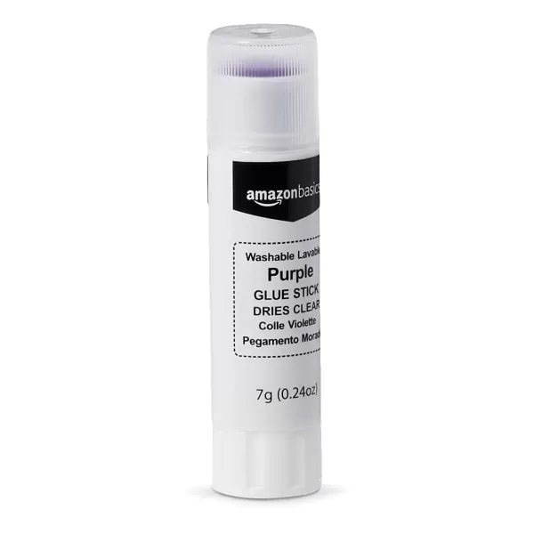 imageAmazon Basics Purple Washable School Glue Sticks Dries Clear 021oz Stick 2PackPurple