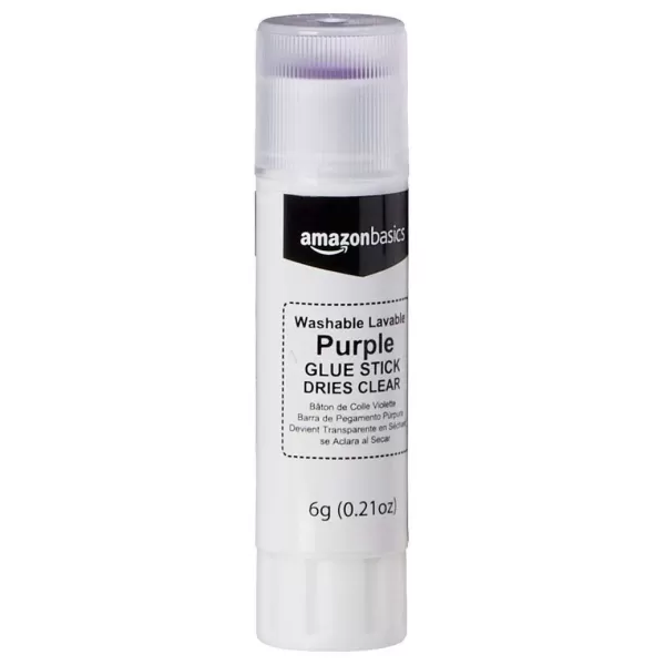 imageAmazon Basics Purple Washable School Glue Sticks Dries Clear 021oz Stick 2PackPurple