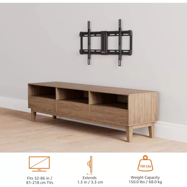 imageAmazon Basics Tilt TV Wall Mount with Horizontal Post Installation Leveling for 32Inch to 86Inch TVs BlackFixed