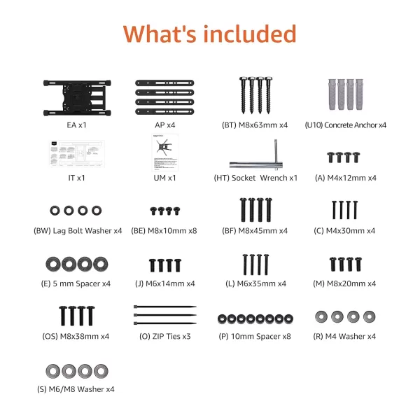 imageAmazon Basics Tilt TV Wall Mount with Horizontal Post Installation Leveling for 32Inch to 86Inch TVs BlackFull Motion Articulating