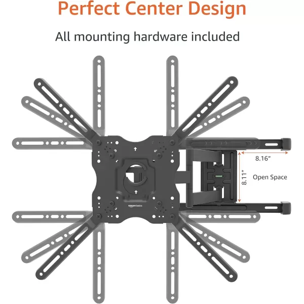imageAmazon Basics Tilt TV Wall Mount with Horizontal Post Installation Leveling for 32Inch to 86Inch TVs BlackFull Motion Articulating