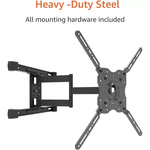 imageAmazon Basics Tilt TV Wall Mount with Horizontal Post Installation Leveling for 32Inch to 86Inch TVs BlackFull Motion Articulating