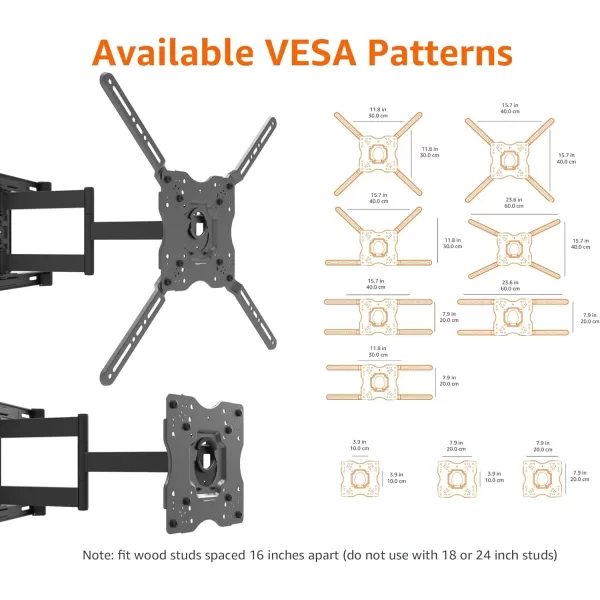 imageAmazon Basics Tilt TV Wall Mount with Horizontal Post Installation Leveling for 32Inch to 86Inch TVs BlackFull Motion Articulating