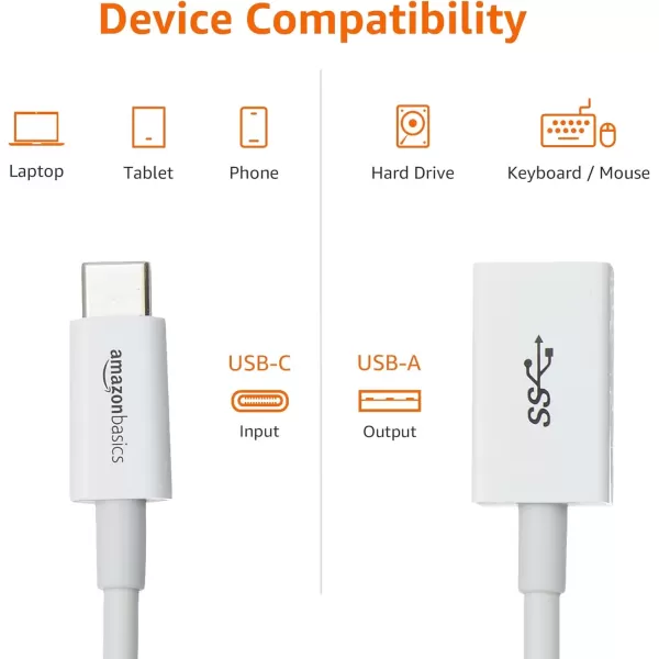 imageAmazon Basics USB 31 USBC to USBA Female Adapter Cable Converter 5Gbps HighSpeed USBIF Certified for Laptops Tablets Phones BlackWhite