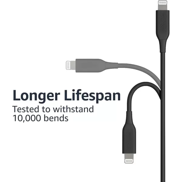 imageAmazon Basics USBA to Lightning ABS Charger Cable MFi Certified Charger for Apple iPhone 14 13 12 11 X Xs Pro Pro Max Plus iPad 6 Foot WhiteBlack