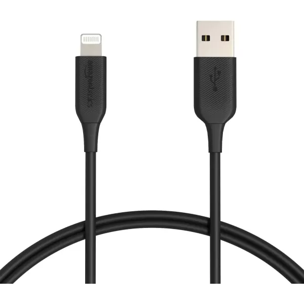 imageAmazon Basics USBA to Lightning ABS Charger Cable MFi Certified Charger for Apple iPhone 14 13 12 11 X Xs Pro Pro Max Plus iPad 6 Foot WhiteBlack
