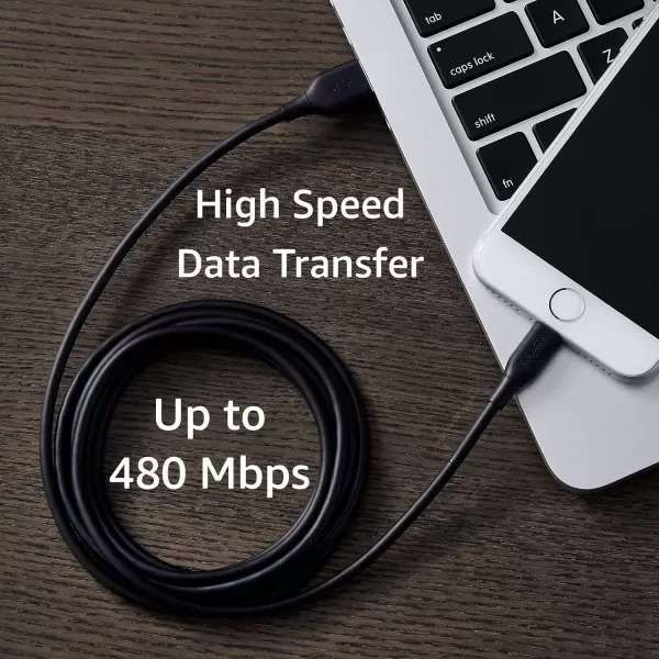 imageAmazon Basics USBA to Lightning ABS Charger Cable MFi Certified Charger for Apple iPhone 14 13 12 11 X Xs Pro Pro Max Plus iPad 6 Foot WhiteBlack