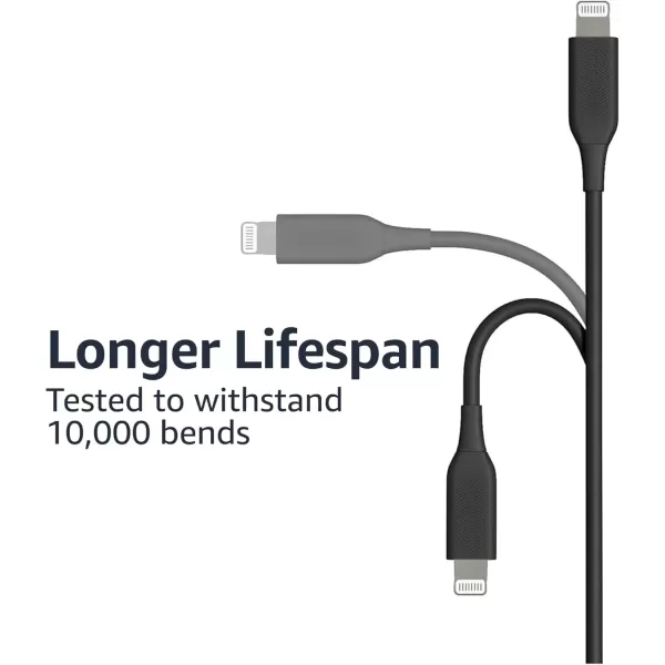 imageAmazon Basics USBA to Lightning ABS Charger Cable MFi Certified Charger for Apple iPhone 14 13 12 11 X Xs Pro Pro Max Plus iPad 6 Foot WhiteBlack