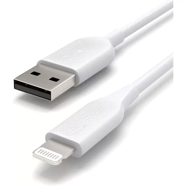 imageAmazon Basics USBA to Lightning ABS Charger Cable MFi Certified Charger for Apple iPhone 14 13 12 11 X Xs Pro Pro Max Plus iPad 6 Foot WhiteWhite