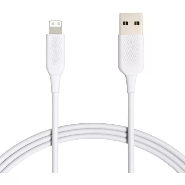 imageAmazon Basics USBA to Lightning ABS Charger Cable MFi Certified Charger for Apple iPhone 14 13 12 11 X Xs Pro Pro Max Plus iPad 6 Foot WhiteWhite