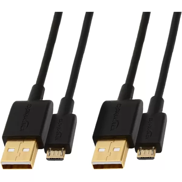 imageAmazon Basics USBA to Micro USB Fast Charging Cable 480Mbps Transfer Speed with GoldPlated Plugs USB 20 10 Foot Black3 Feet