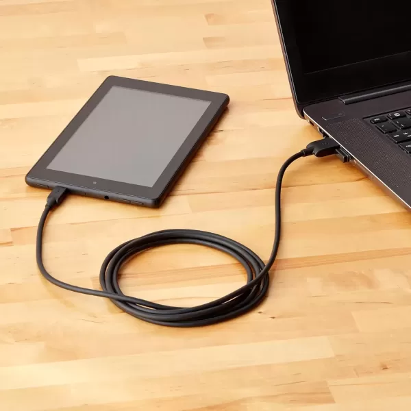 imageAmazon Basics USBA to Micro USB Fast Charging Cable 480Mbps Transfer Speed with GoldPlated Plugs USB 20 10 Foot Black6 Feet