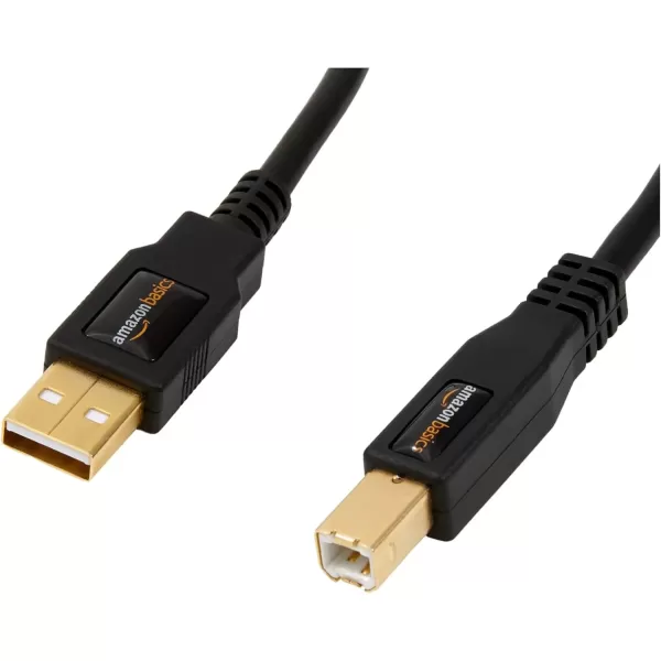 imageAmazon Basics USBA to USBB 20 Cable with 480 Mbps Transfer Speed for Printer or External Hard Drive GoldPlated Connectors 6 Foot Black10 Feet