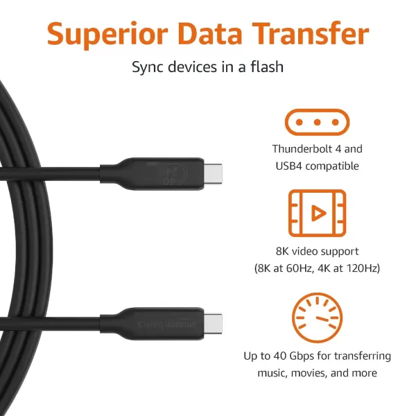 imageAmazon Basics USBC to USBC 4 Fast Charger Cable 40 Gbps 8K Video 240W USBIF Cert Thunderbolt 43 Compatible for Apple iPhone 1615 iPad Samsung Galaxy Tablets Laptops 33 Foot Black33 Foot Pack of 2