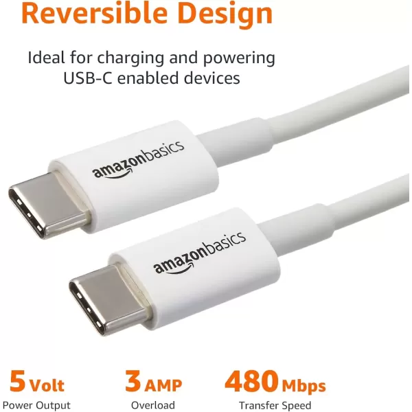imageAmazon Basics USBC to USBC Fast Charger Cable 480Mbps Speed USBIF Certified for Fast Charging Apple iPhone 1615 iPad MacBook Samsung Galaxy Tablets Laptops 6 Foot WhiteWhite