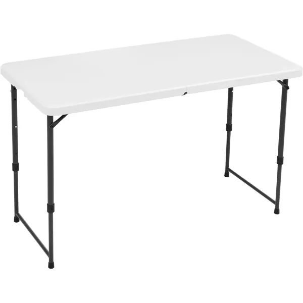 imageAmazon Basics 4 Foot Rectangular Folding Dining Table 4 Adjustable Height Settings with Carrying Handle Indoor ampamp Outdoor Washed Black 478 x 239 x 339 inchesWhite
