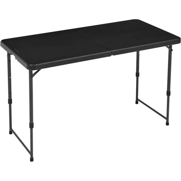 imageAmazon Basics 4 Foot Rectangular Folding Dining Table 4 Adjustable Height Settings with Carrying Handle Indoor ampamp Outdoor Washed Black 478 x 239 x 339 inchesWashed Black