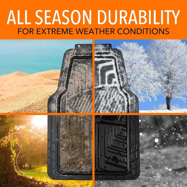 imageAmazon Basics 4Piece Heavy Duty PVC Floor Mats with Cargo Liner and Rear Waterproof Trim To Fit Car Mats BlackBlack