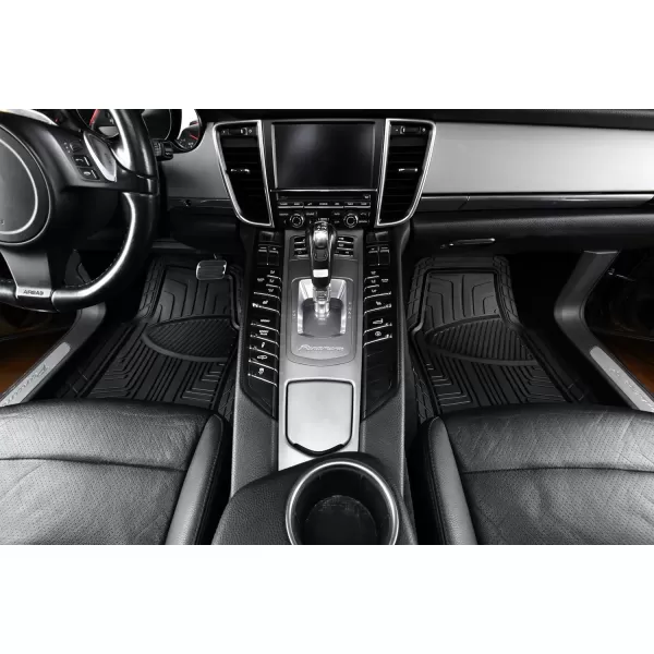 imageAmazon Basics 4Piece Heavy Duty PVC Floor Mats with Cargo Liner and Rear Waterproof Trim To Fit Car Mats BlackBlack