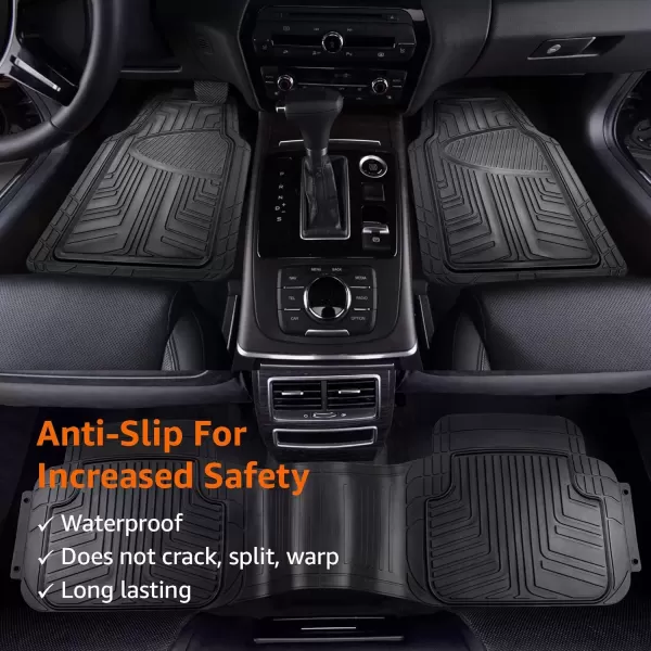 imageAmazon Basics 4Piece Heavy Duty PVC Floor Mats with Cargo Liner and Rear Waterproof Trim To Fit Car Mats BlackBlack