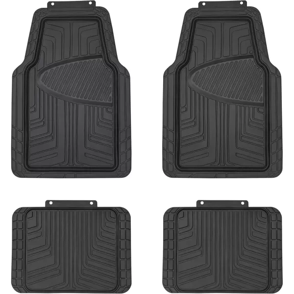 imageAmazon Basics 4Piece Heavy Duty PVC Floor Mats with Cargo Liner and Rear Waterproof Trim To Fit Car Mats BlackBlack