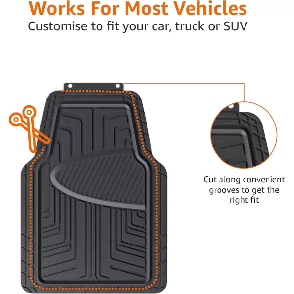 imageAmazon Basics 4Piece Heavy Duty PVC Floor Mats with Cargo Liner and Rear Waterproof Trim To Fit Car Mats BlackBlack
