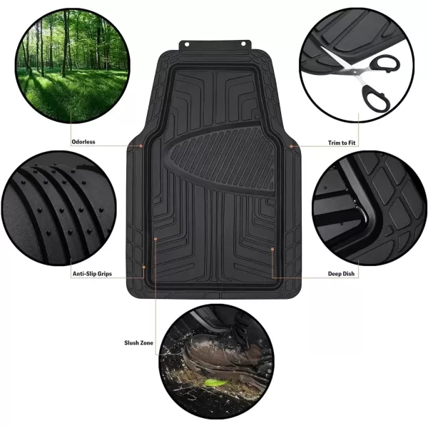 imageAmazon Basics 4Piece Heavy Duty PVC Floor Mats with Cargo Liner and Rear Waterproof Trim To Fit Car Mats BlackBlack