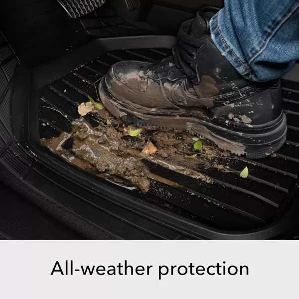 imageAmazon Basics 4Piece Heavy Duty PVC Floor Mats with Cargo Liner and Rear Waterproof Trim To Fit Car Mats BlackBlack