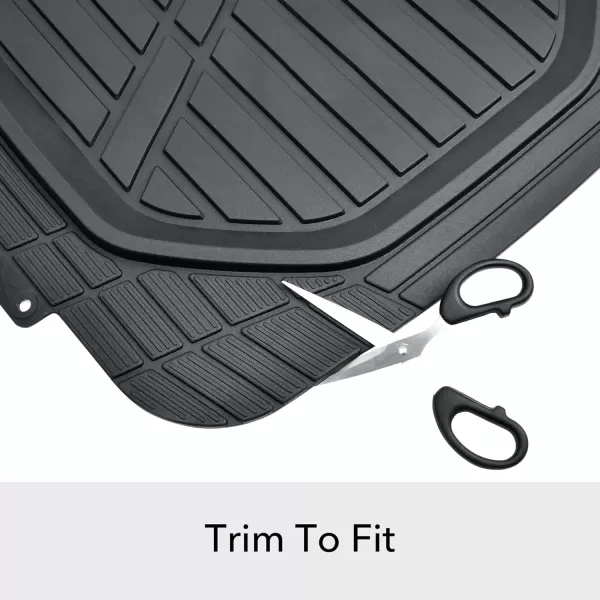 imageAmazon Basics 4Piece Heavy Duty PVC Floor Mats with Cargo Liner and Rear Waterproof Trim To Fit Car Mats BlackBlack
