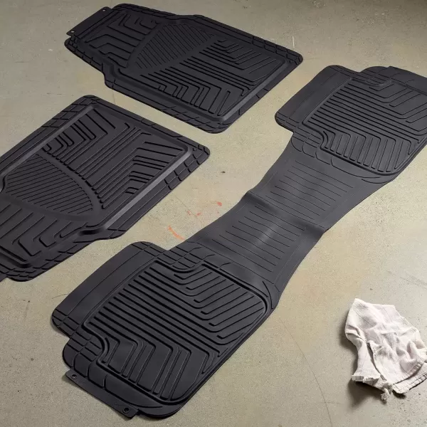 imageAmazon Basics 4Piece Heavy Duty PVC Floor Mats with Cargo Liner and Rear Waterproof Trim To Fit Car Mats BlackBlack